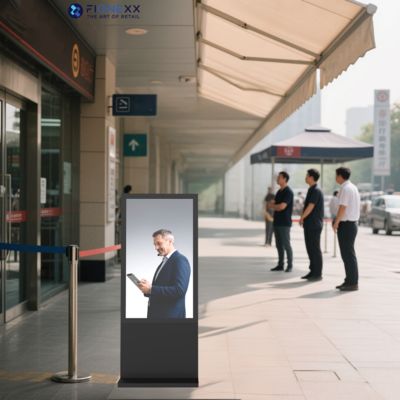 Καλή τιμή Μαύρο Android Εξωτερικό Ανοιχτό Φανερό Κάθετο Ψηφιακό Totem Προσαρμοσμένο Υλικό Εξωτερική Οθόνη Εξωτερική Ψηφιακή Σήμανση σε απευθείας σύνδεση