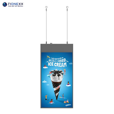 Καλή τιμή Διπλής όψης TFT LCD 1080p κρεμασμένη ψηφιακή σήμανση 43/49/55inch Μαύρο 700+700nits σε απευθείας σύνδεση