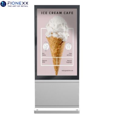 Καλή τιμή 65 ιντσών ασήμι εξωτερική ανθεκτική διαφημιστική οθόνη οθόνη AD επιφάνεια εξωτερική χωρίς ανεμιστήρα κατακόρυφο ψηφιακό τοτέμ σε απευθείας σύνδεση