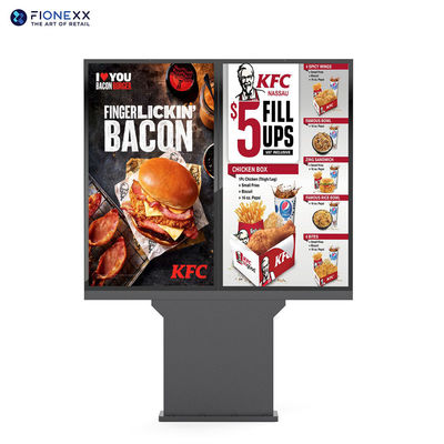3000 νιτ Drive Through Digital Menu Board 55 ιντσών IP66 εξωτερικό ψηφιακό περίπτερο σήμανσης